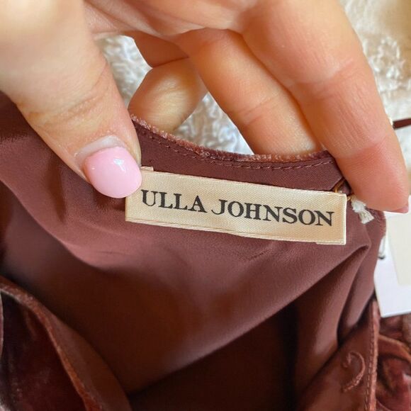 NWT Ulla Johnson Elisa One Shoulder Velvet Midi Dress in Puce - Picture 9 of 14